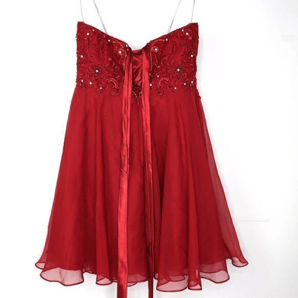 NWOT Alyce Paris sweatheart strapless glitter cocktail dress, red, size 4‎ - Picture 2 of 8